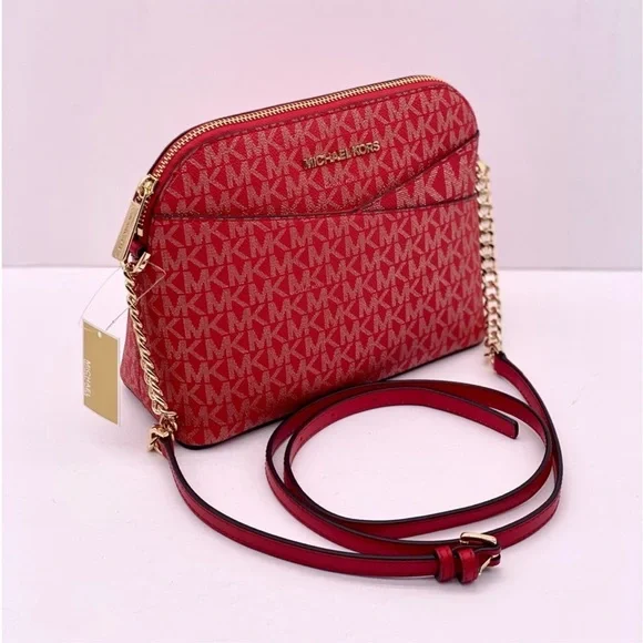 MICHAEL KORS Metallic Dome Crossbody Bright Red Multi - Picture 2 of 7